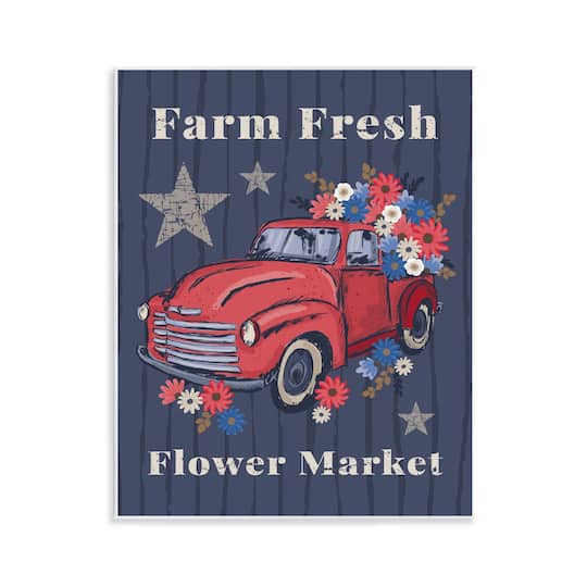 Stupell Industries Farm Fresh Patriotic Market Wall Plaque Art